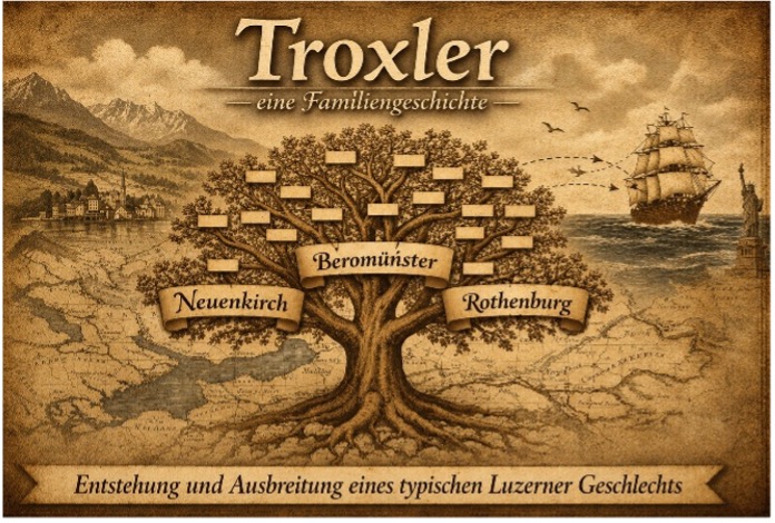Stammbaum der Familie Burckhardt mit Familienwappen. StaBS